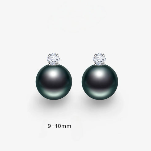 Tahitian Pearl Sasha Zirconia Earrings in Sterling Silver